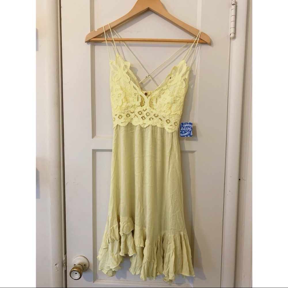 Free People Pale Yellow Flowy Dress